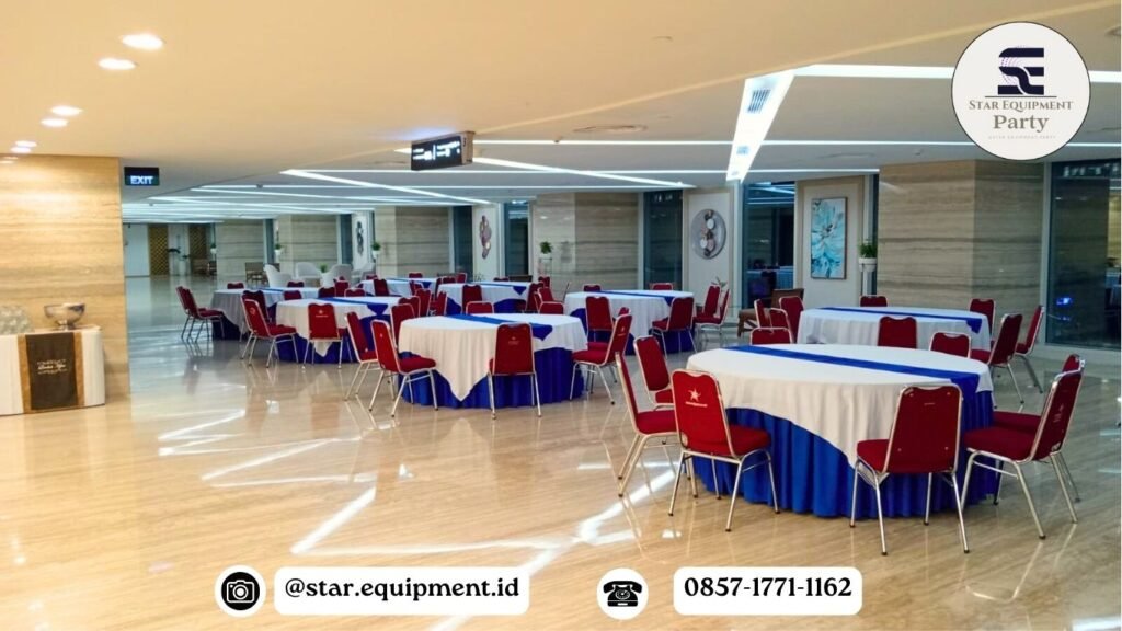 SEWA ROUND TABLE JAKARTA READY BANYAK UKURAN DAN WARNA COVER