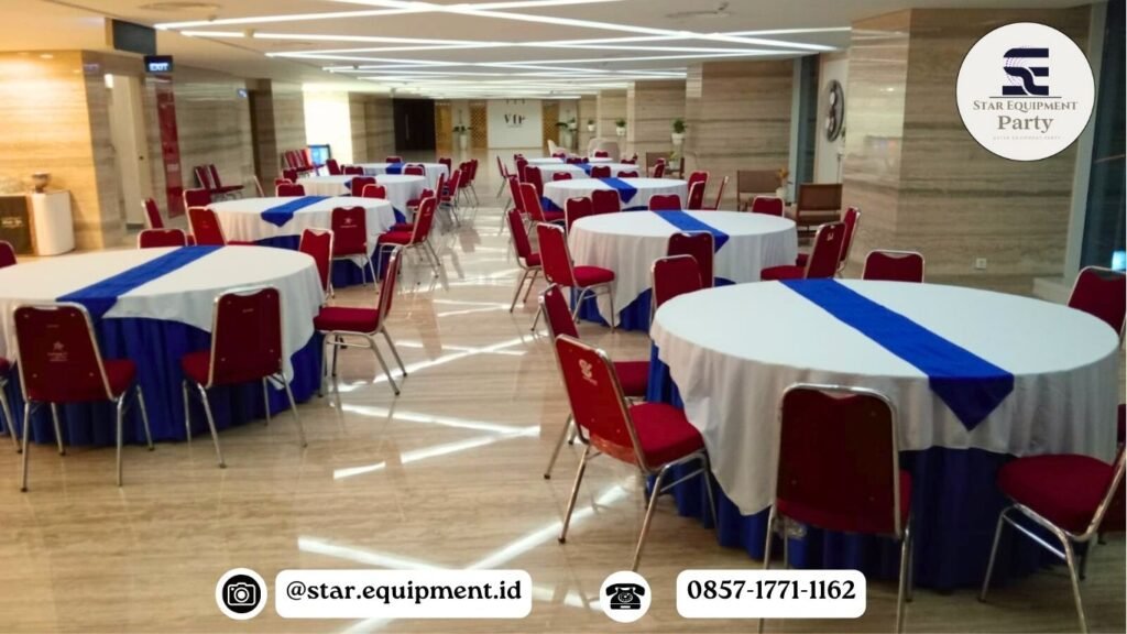 SEWA ROUND TABLE JAKARTA READY BANYAK UKURAN DAN WARNA COVER