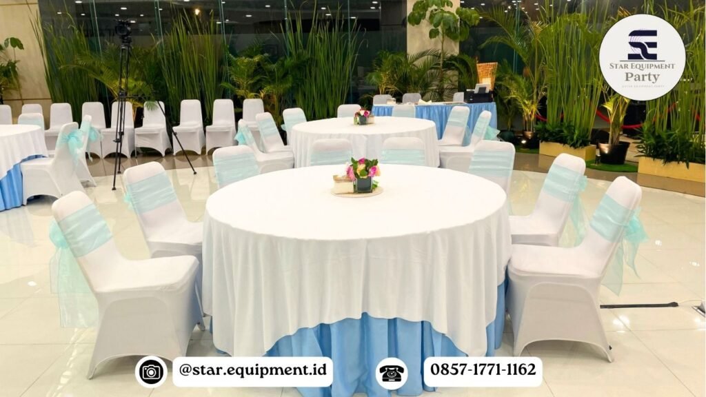 SEWA ROUND TABLE JAKARTA READY BANYAK UKURAN DAN WARNA COVER