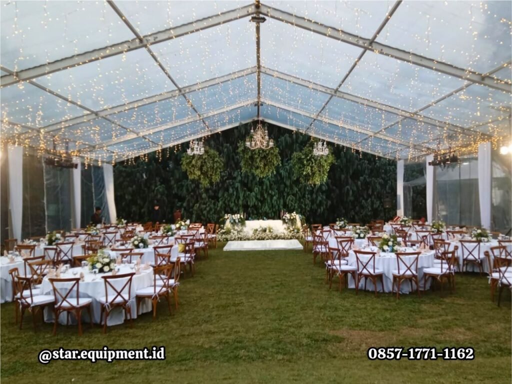 SEWA TENDA TRANSPARAN DEKORASI LAMPU DEPOK