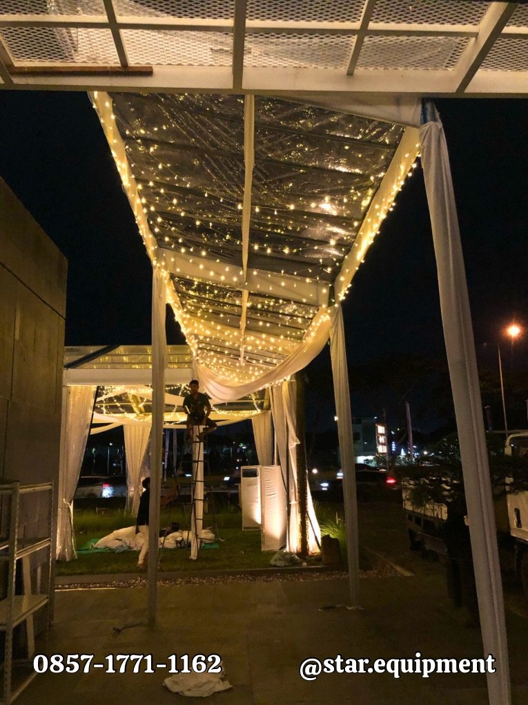 SEWA TENDA TRANSPARAN DEKORASI LAMPU DEPOK