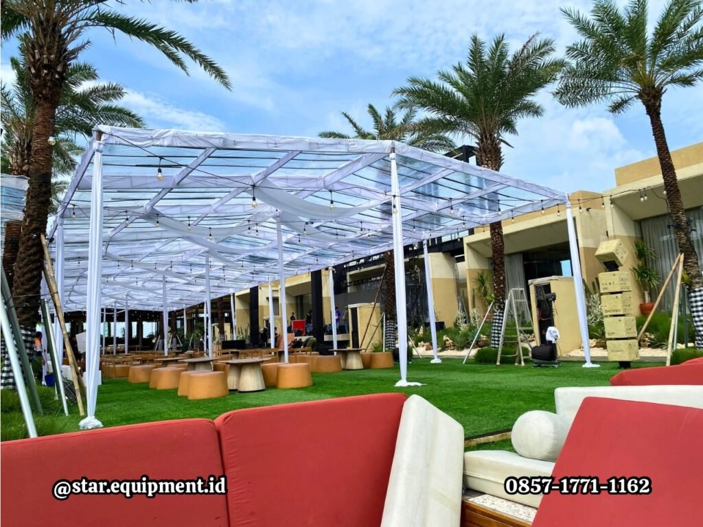 SEWA TENDA TRANSPARAN DEKORASI LAMPU DEPOK