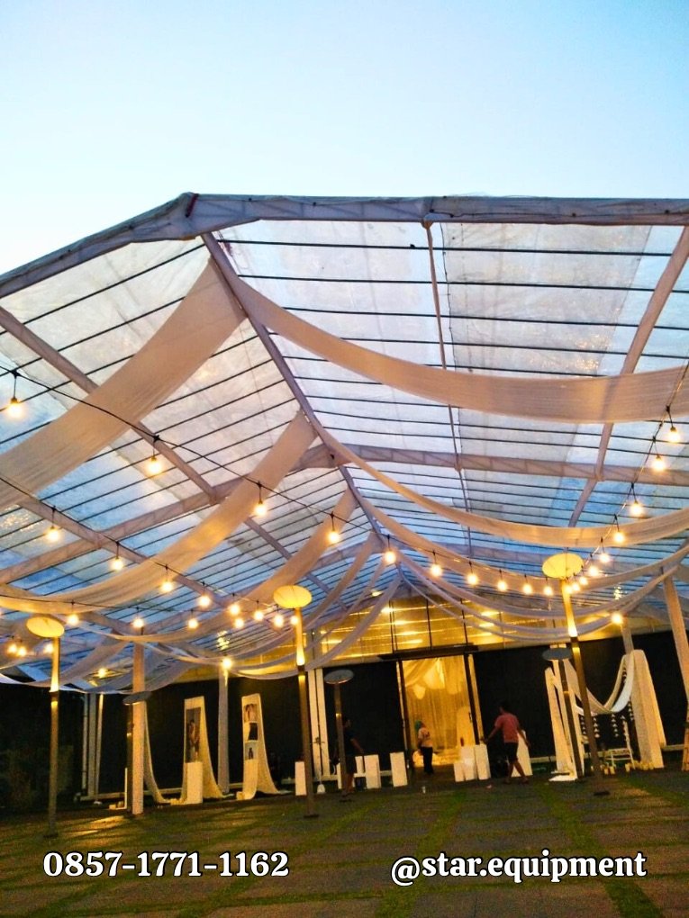 SEWA TENDA TRANSPARAN DEKORASI LAMPU DEPOK