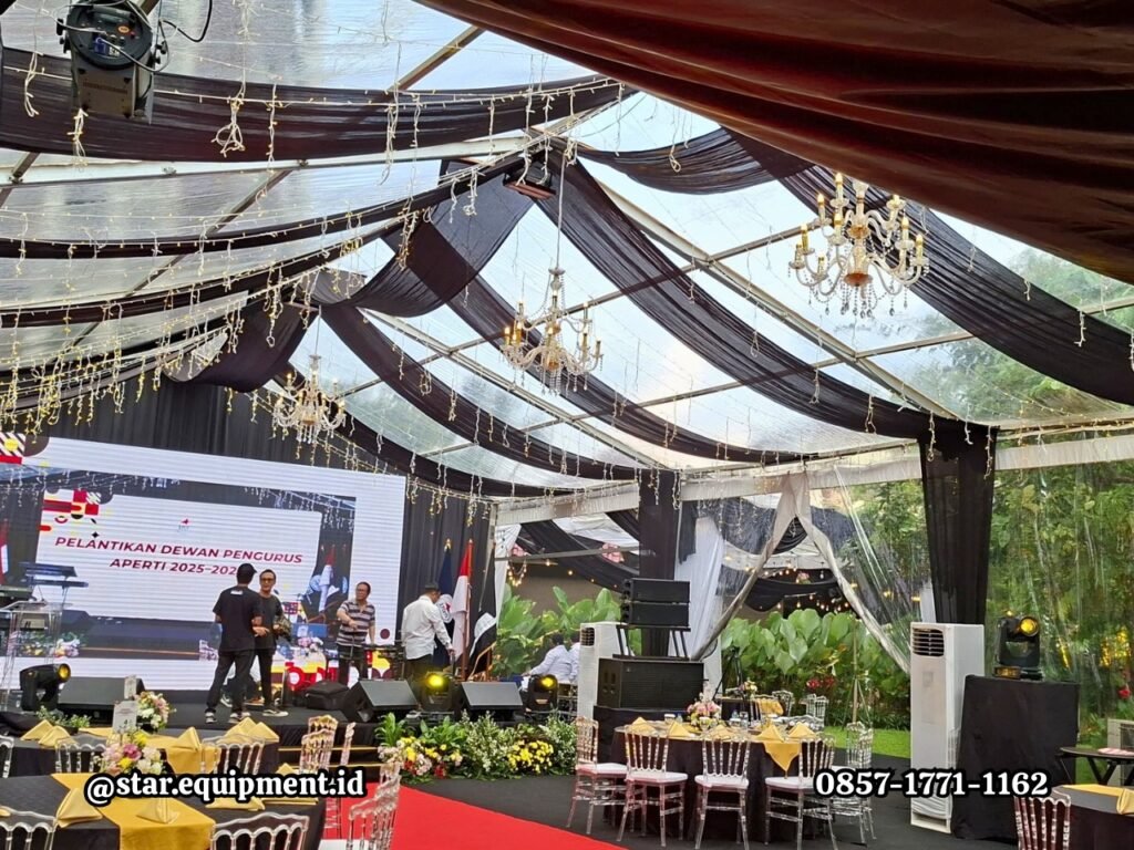 SEWA TENDA TRANSPARAN DEKORASI LAMPU DEPOK