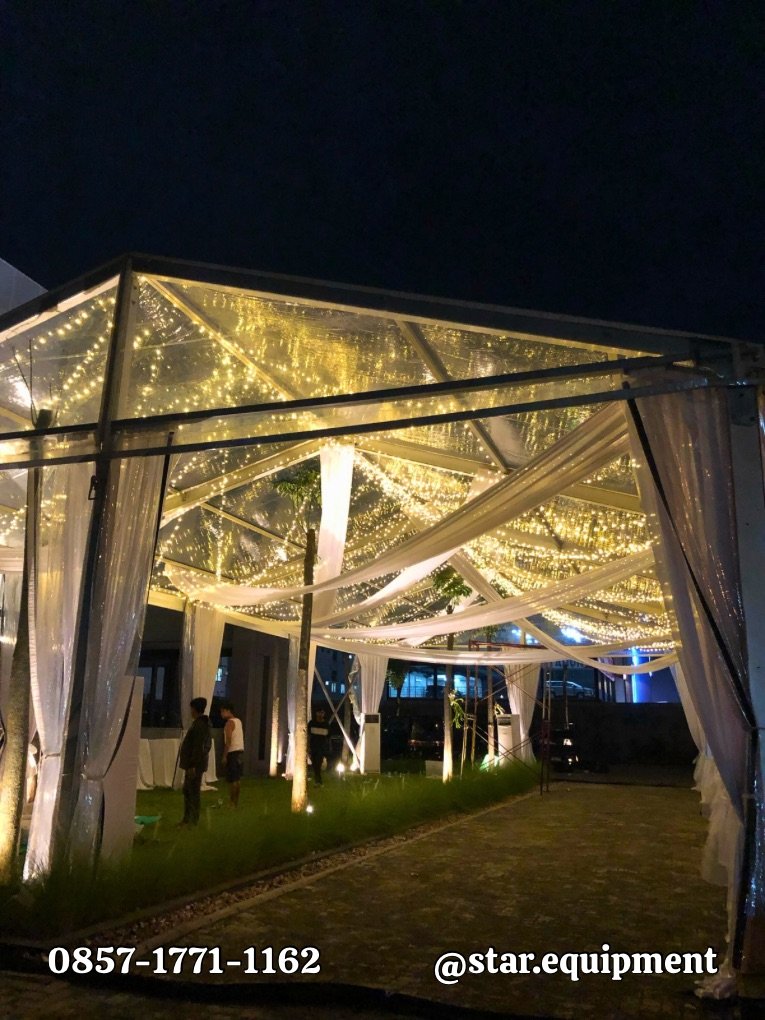 SEWA TENDA TRANSPARAN DEKORASI LAMPU DEPOK