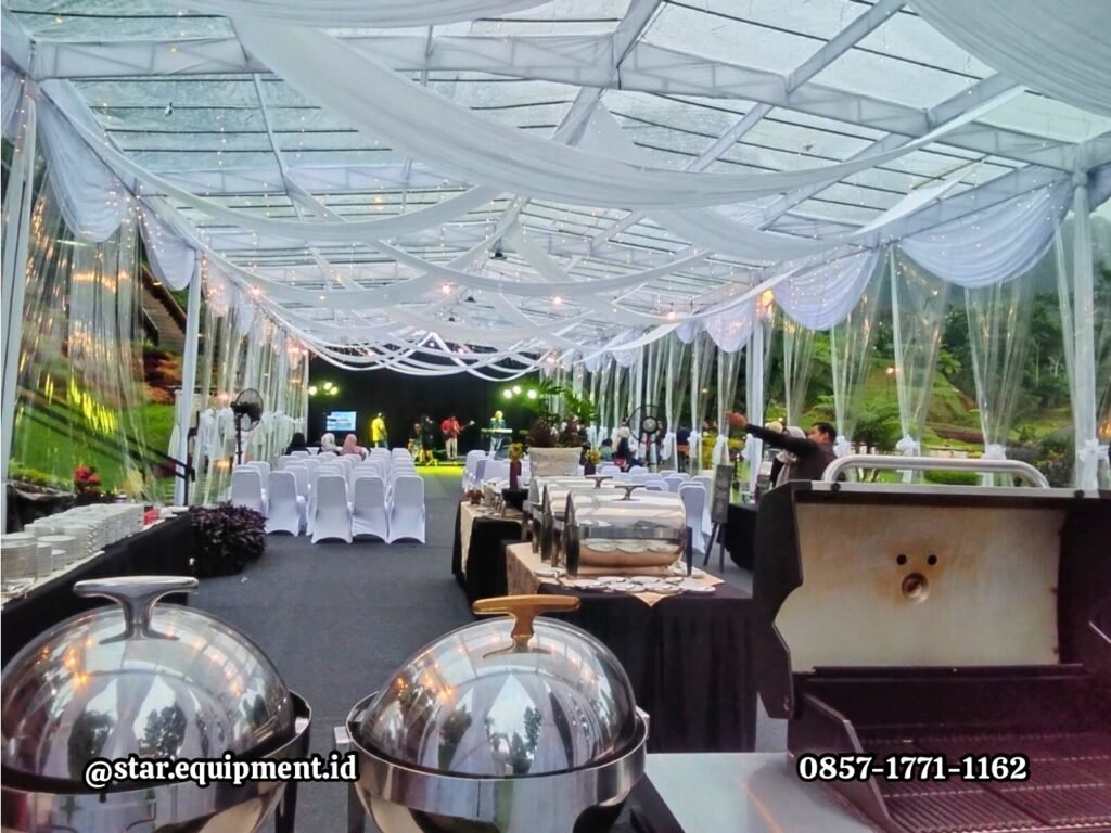 SEWA TENDA TRANSPARAN DEKORASI LAMPU DEPOK