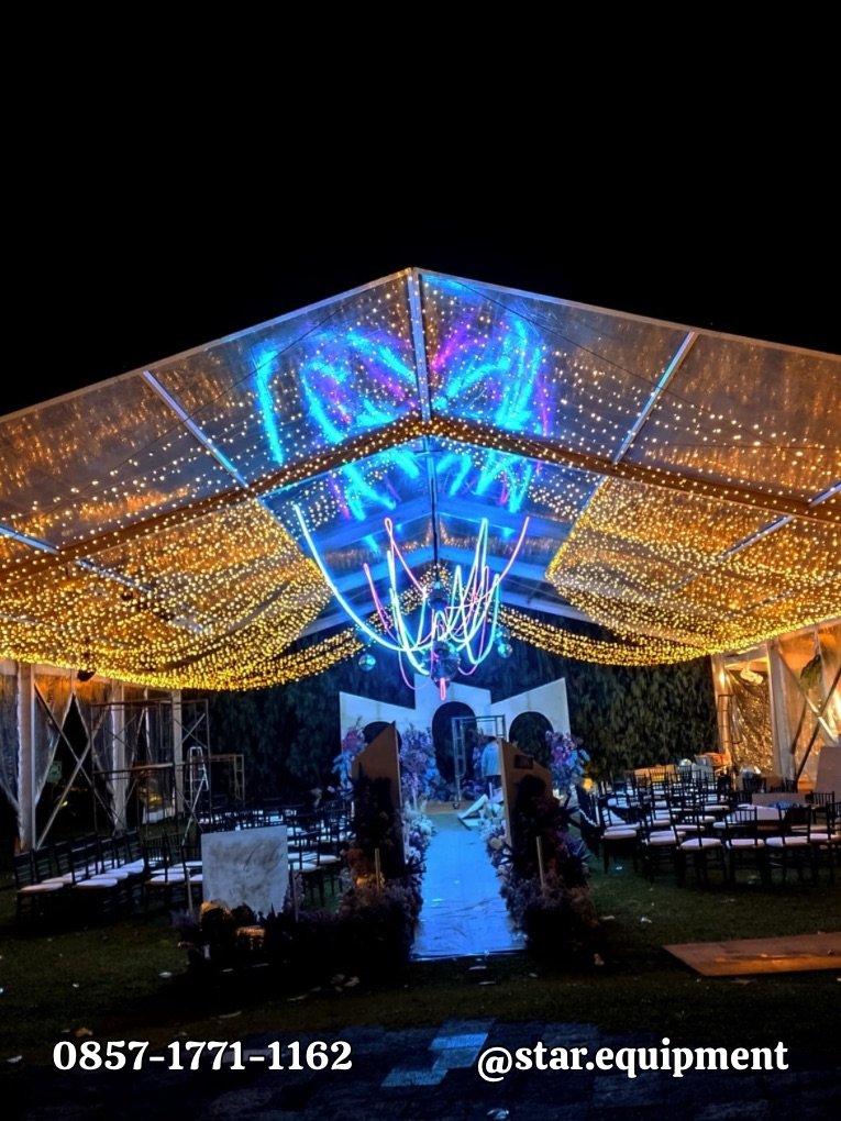 SEWA TENDA TRANSPARAN DEKORASI LAMPU DEPOK