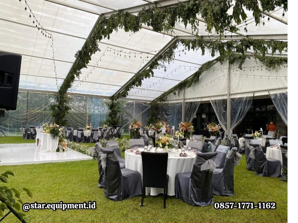 SEWA TENDA TRANSPARAN DEKORASI LAMPU DEPOK